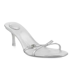 NIB Alexander Wang Womens Lucienne 65MM Metallic Silver Leather Strappy Sandals